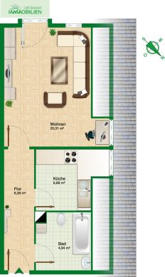 Grundriss - Zur Kapitalanlage: Kleines Stadtappartement nähe Schulzentrum Geretsried – keine Käuferprovision